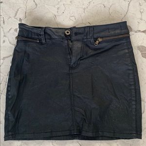 ZARA - Black Waxed Vegan Leather Mini Skirt